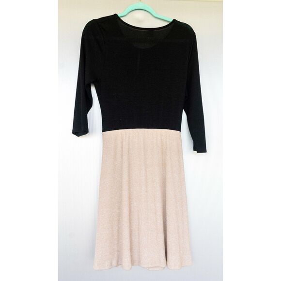 Amadi Anthropologie Cream Black Colorblock Knit Midi Cross Wrap Dress Size L - Picture 3 of 13